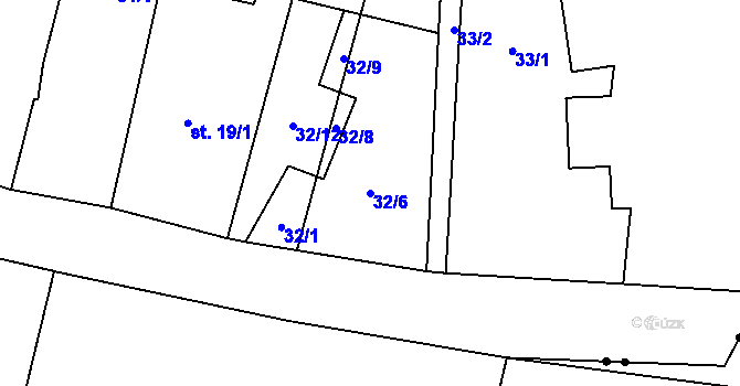 Parcela st. 32/6 v KÚ Kozojídky u Vinar, Katastrální mapa