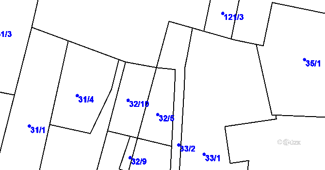 Parcela st. 32/7 v KÚ Kozojídky u Vinar, Katastrální mapa