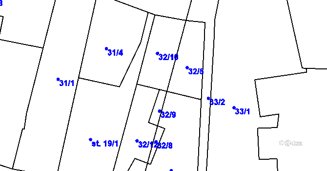Parcela st. 32/11 v KÚ Kozojídky u Vinar, Katastrální mapa
