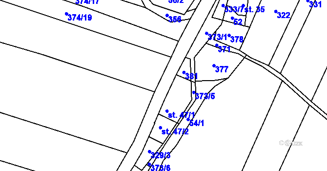 Parcela st. 361 v KÚ Smidarská Lhota, Katastrální mapa