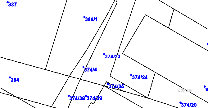 Parcela st. 374/23 v KÚ Smidarská Lhota, Katastrální mapa