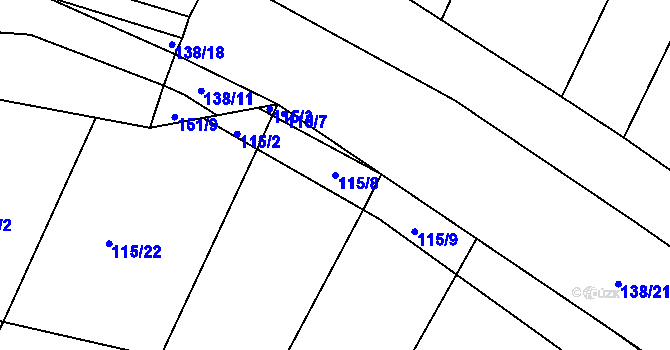 Parcela st. 115/8 v KÚ Smidarská Lhota, Katastrální mapa