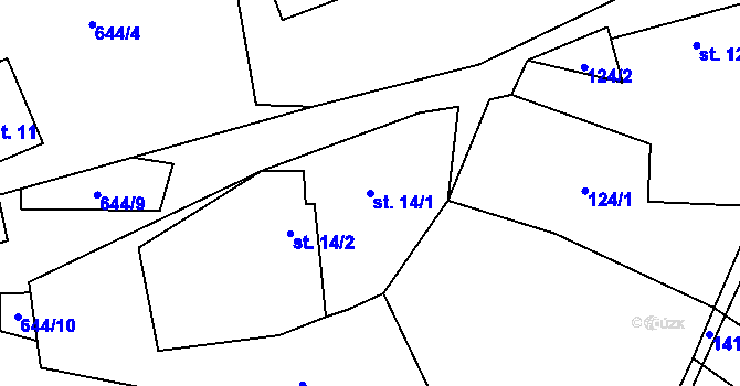 Parcela st. 14/1 v KÚ Vinary u Smidar, Katastrální mapa