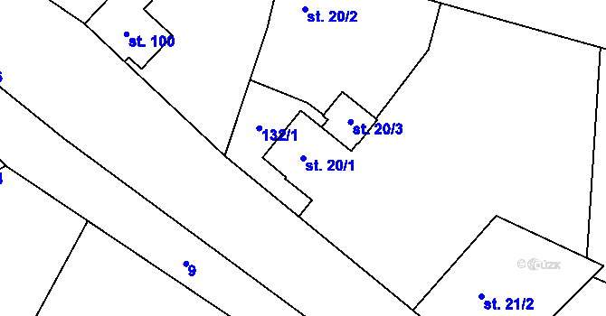 Parcela st. 20/1 v KÚ Vinary u Smidar, Katastrální mapa