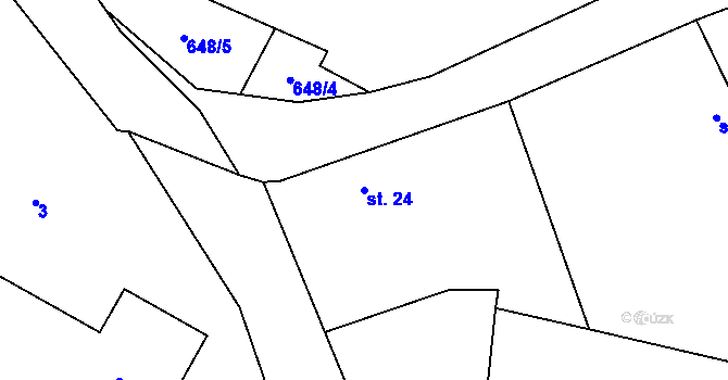 Parcela st. 24 v KÚ Vinary u Smidar, Katastrální mapa