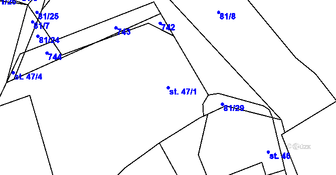 Parcela st. 47/1 v KÚ Vinary u Smidar, Katastrální mapa