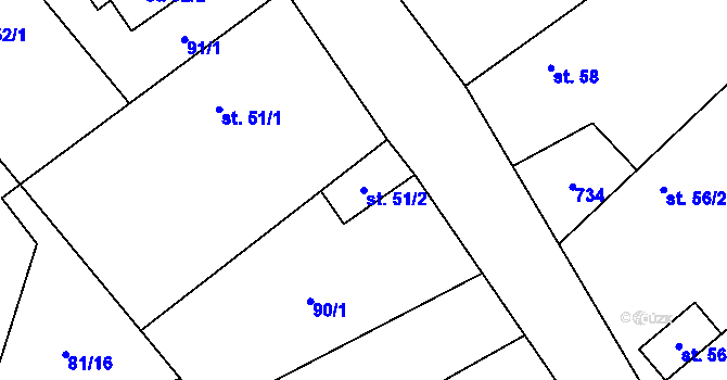 Parcela st. 51/2 v KÚ Vinary u Smidar, Katastrální mapa