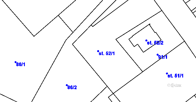 Parcela st. 52/1 v KÚ Vinary u Smidar, Katastrální mapa