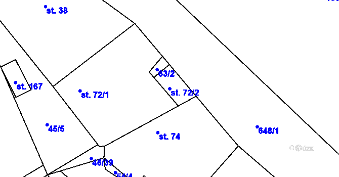 Parcela st. 72/2 v KÚ Vinary u Smidar, Katastrální mapa