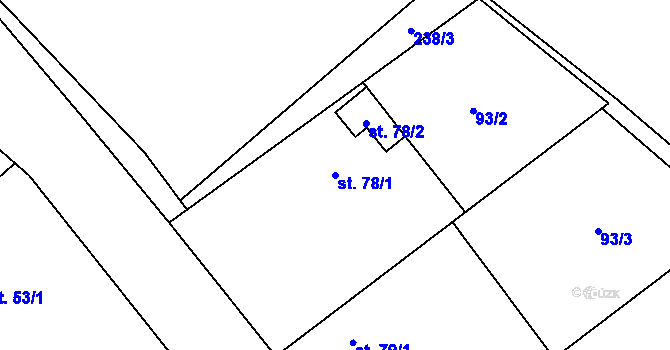 Parcela st. 78/1 v KÚ Vinary u Smidar, Katastrální mapa