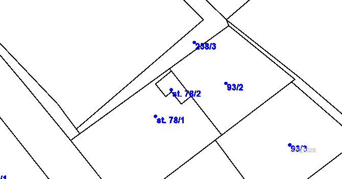 Parcela st. 78/2 v KÚ Vinary u Smidar, Katastrální mapa