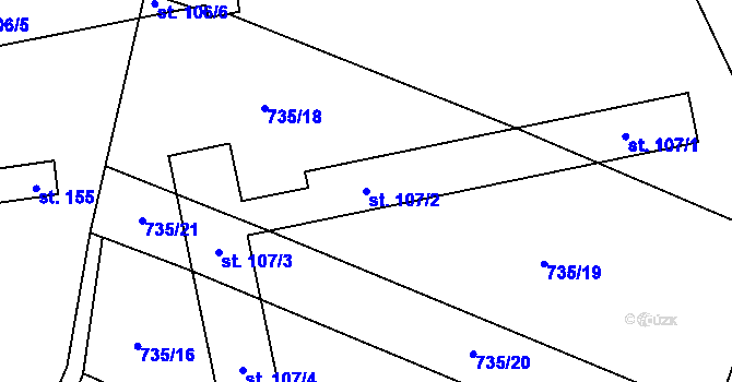 Parcela st. 107/2 v KÚ Vinary u Smidar, Katastrální mapa