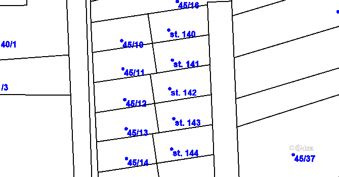 Parcela st. 142 v KÚ Vinary u Smidar, Katastrální mapa