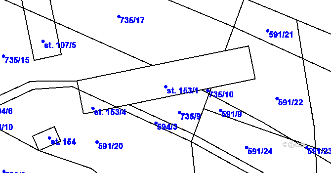 Parcela st. 153/1 v KÚ Vinary u Smidar, Katastrální mapa