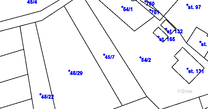 Parcela st. 45/7 v KÚ Vinary u Smidar, Katastrální mapa