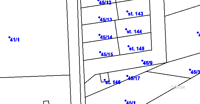 Parcela st. 45/15 v KÚ Vinary u Smidar, Katastrální mapa