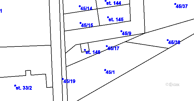Parcela st. 45/17 v KÚ Vinary u Smidar, Katastrální mapa