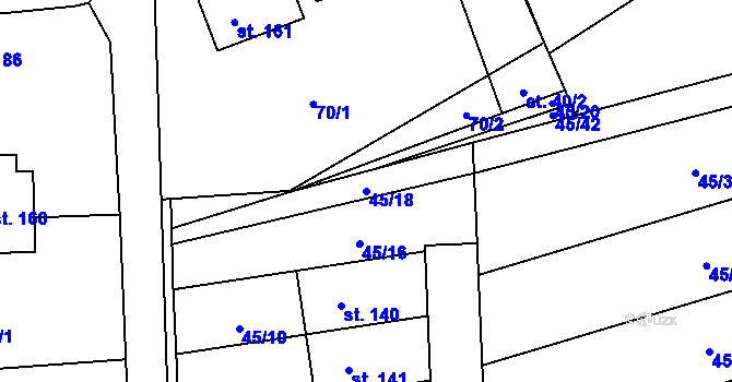 Parcela st. 45/18 v KÚ Vinary u Smidar, Katastrální mapa