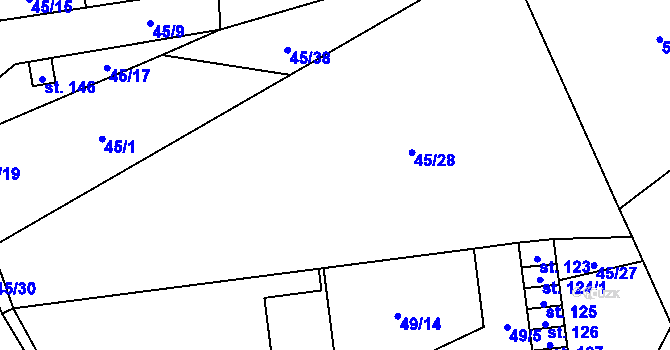 Parcela st. 45/28 v KÚ Vinary u Smidar, Katastrální mapa
