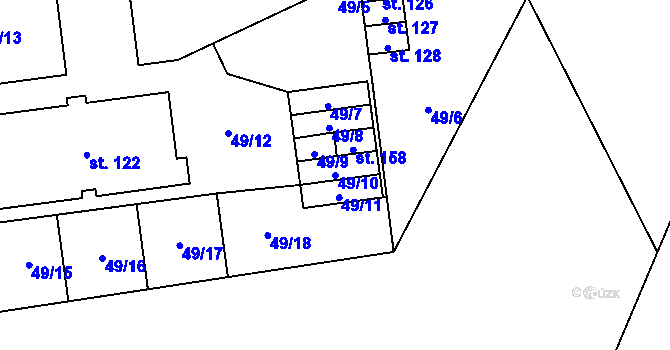 Parcela st. 49/10 v KÚ Vinary u Smidar, Katastrální mapa