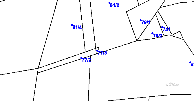 Parcela st. 77/3 v KÚ Vinary u Smidar, Katastrální mapa