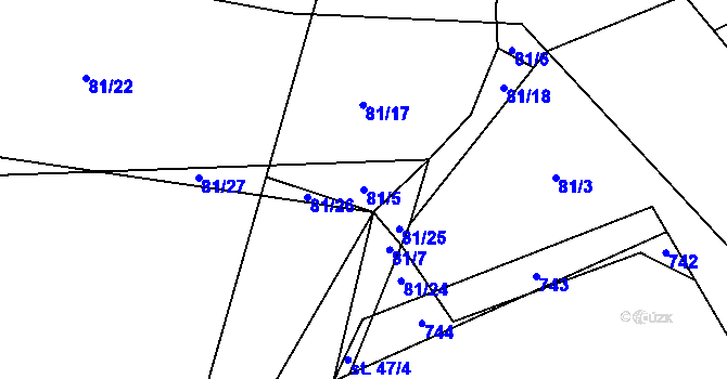 Parcela st. 81/5 v KÚ Vinary u Smidar, Katastrální mapa