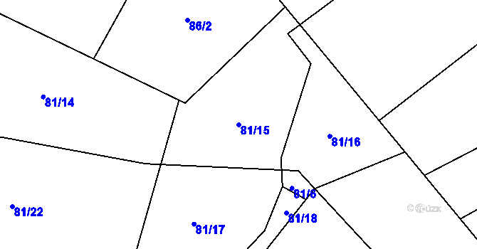 Parcela st. 81/15 v KÚ Vinary u Smidar, Katastrální mapa