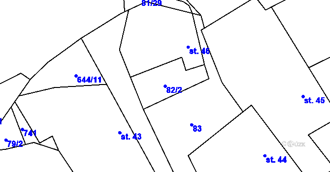 Parcela st. 82/2 v KÚ Vinary u Smidar, Katastrální mapa