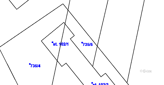 Parcela st. 735/5 v KÚ Vinary u Smidar, Katastrální mapa