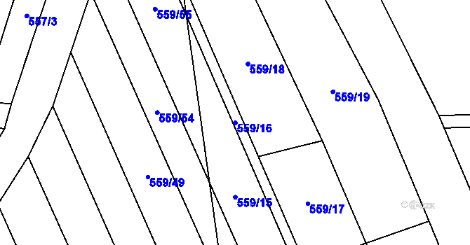 Parcela st. 559/16 v KÚ Vinary u Smidar, Katastrální mapa