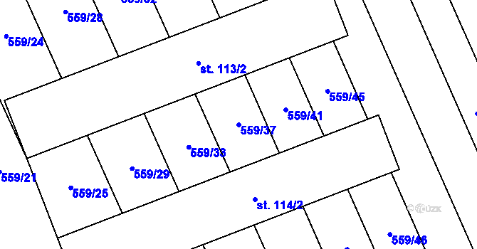 Parcela st. 559/37 v KÚ Vinary u Smidar, Katastrální mapa