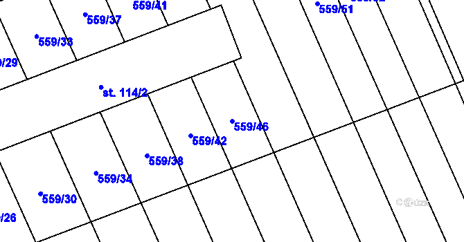 Parcela st. 559/46 v KÚ Vinary u Smidar, Katastrální mapa