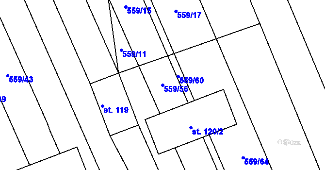 Parcela st. 559/56 v KÚ Vinary u Smidar, Katastrální mapa