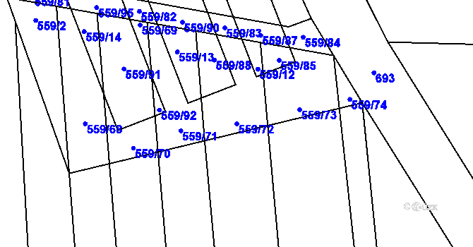 Parcela st. 559/72 v KÚ Vinary u Smidar, Katastrální mapa