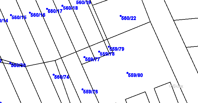 Parcela st. 559/78 v KÚ Vinary u Smidar, Katastrální mapa