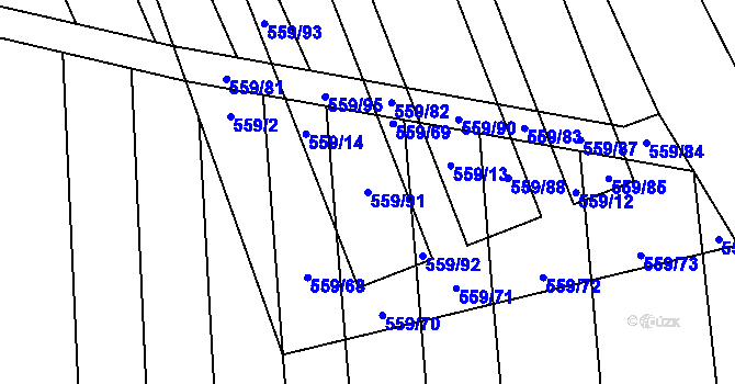Parcela st. 559/91 v KÚ Vinary u Smidar, Katastrální mapa