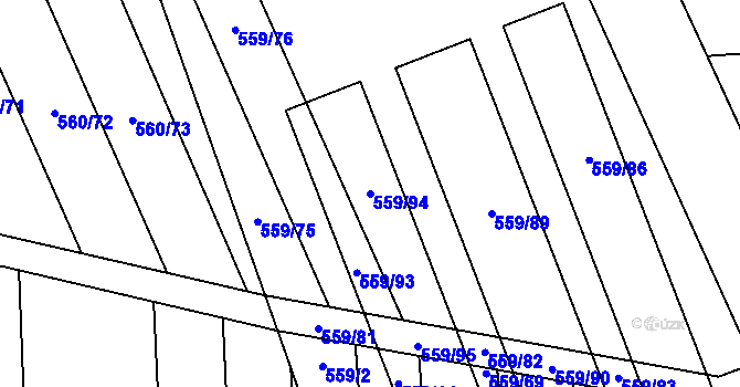 Parcela st. 559/94 v KÚ Vinary u Smidar, Katastrální mapa