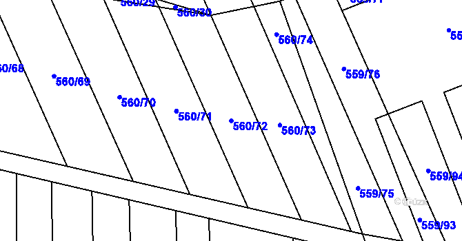 Parcela st. 560/72 v KÚ Vinary u Smidar, Katastrální mapa
