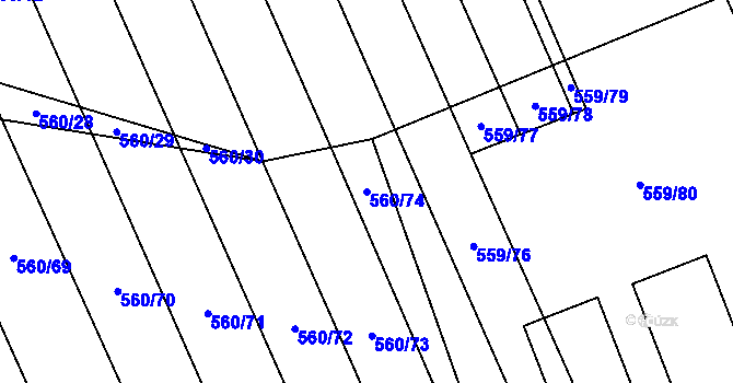 Parcela st. 560/74 v KÚ Vinary u Smidar, Katastrální mapa