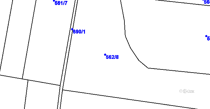 Parcela st. 562/8 v KÚ Vinary u Smidar, Katastrální mapa