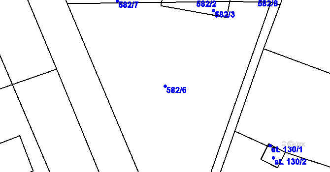Parcela st. 582/6 v KÚ Vinary u Smidar, Katastrální mapa