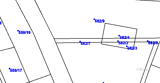 Parcela st. 582/7 v KÚ Vinary u Smidar, Katastrální mapa