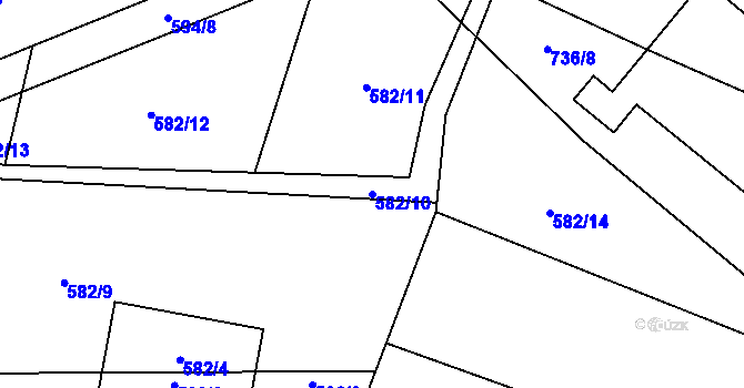 Parcela st. 582/10 v KÚ Vinary u Smidar, Katastrální mapa