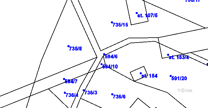 Parcela st. 594/6 v KÚ Vinary u Smidar, Katastrální mapa