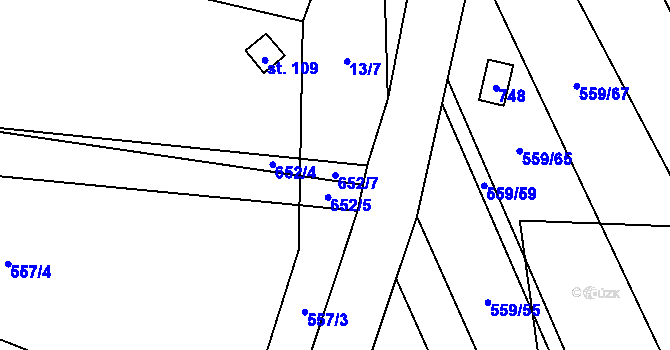 Parcela st. 652/7 v KÚ Vinary u Smidar, Katastrální mapa