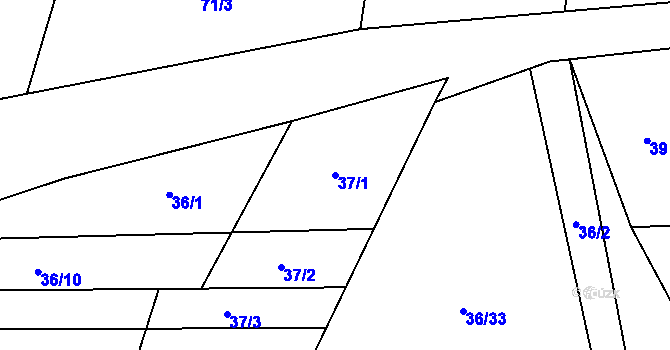 Parcela st. 37/1 v KÚ Vinary u Smidar, Katastrální mapa