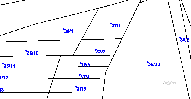 Parcela st. 37/2 v KÚ Vinary u Smidar, Katastrální mapa