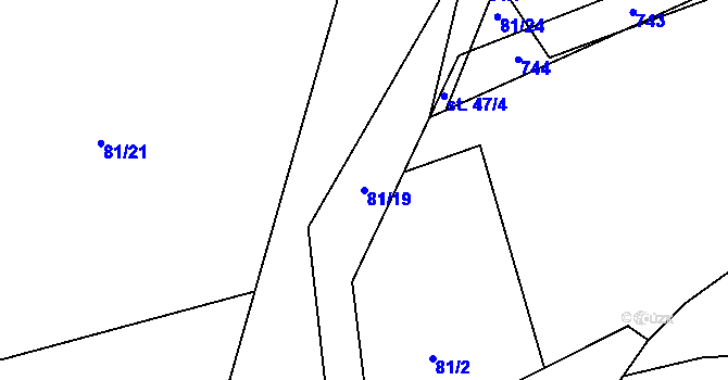 Parcela st. 81/19 v KÚ Vinary u Smidar, Katastrální mapa
