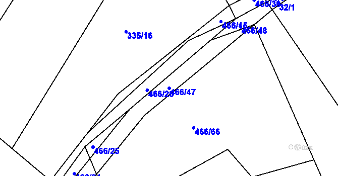 Parcela st. 466/47 v KÚ Vinary u Smidar, Katastrální mapa