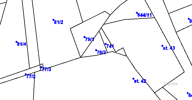 Parcela st. 79/2 v KÚ Vinary u Smidar, Katastrální mapa